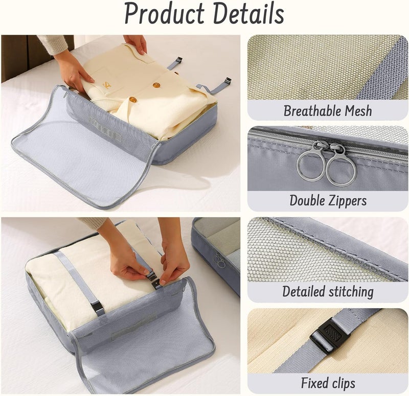 YEEYAA 8 Set Packing Cubes for Travel Luggage Organizer Bags for Family, Mesh Packing Cubes for Suitcases, Travel Essentials Bags Set for Women & Men - Image 3